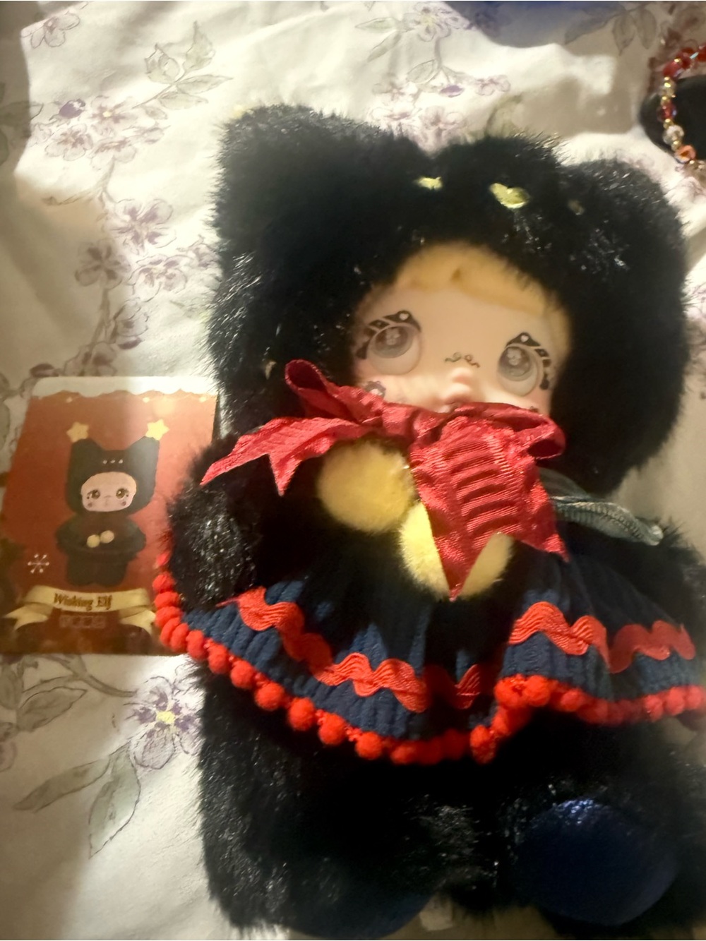 Nommi Magical Eve Plush Black Kids Cat Costume with Red Accent Bow